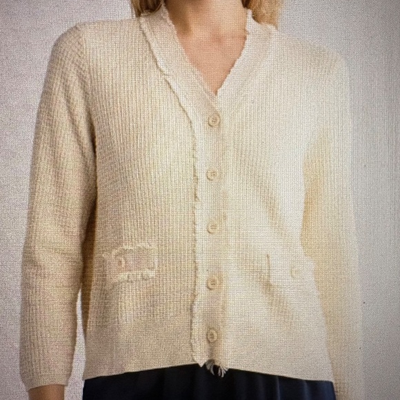 Cream Crop Cardigan, Size L, Adrianna Papell, NWOT - Picture 9 of 11